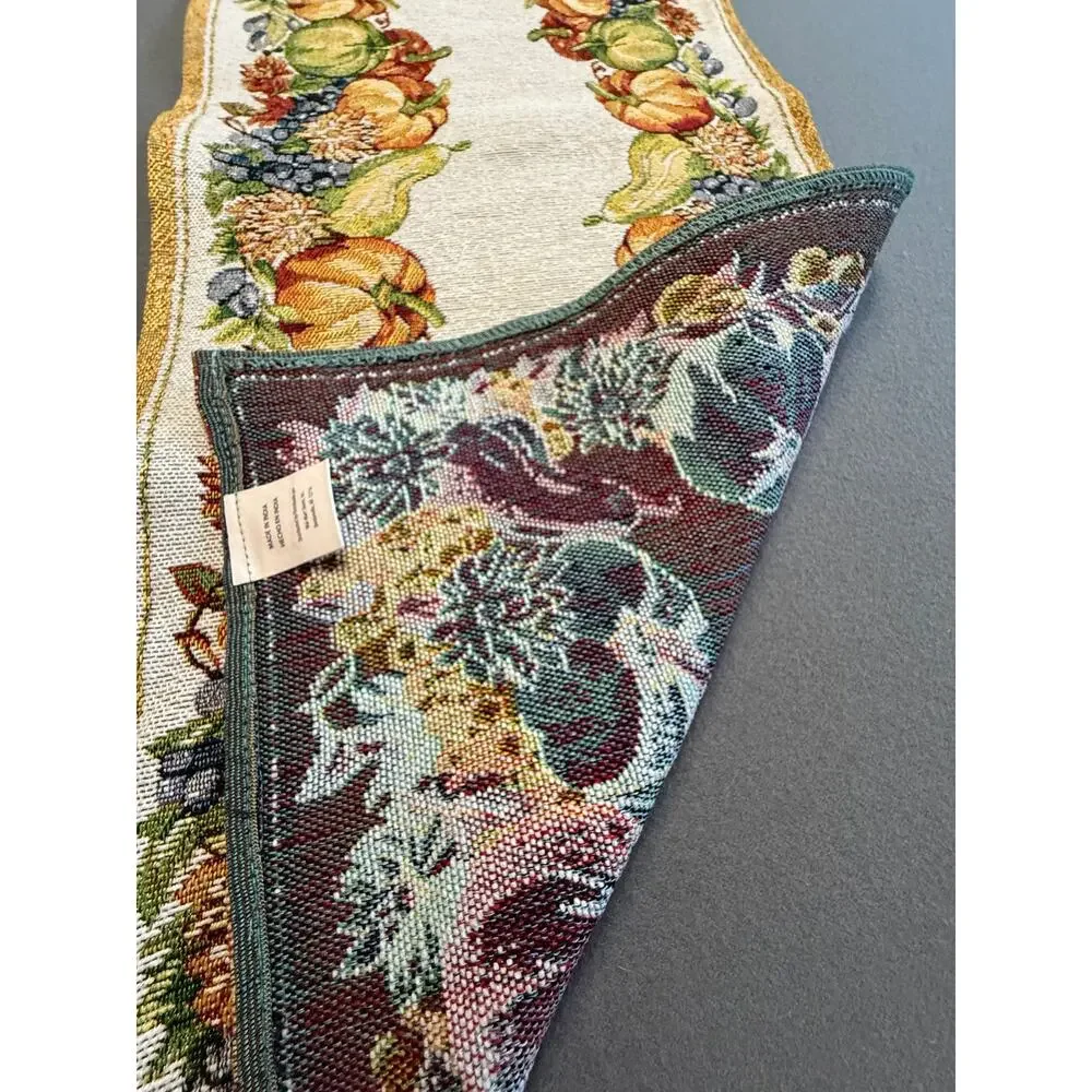 Fall Harvest Pumpkin Table Runner Tapestry Autumn Thanksgiving Table Decor 13x70